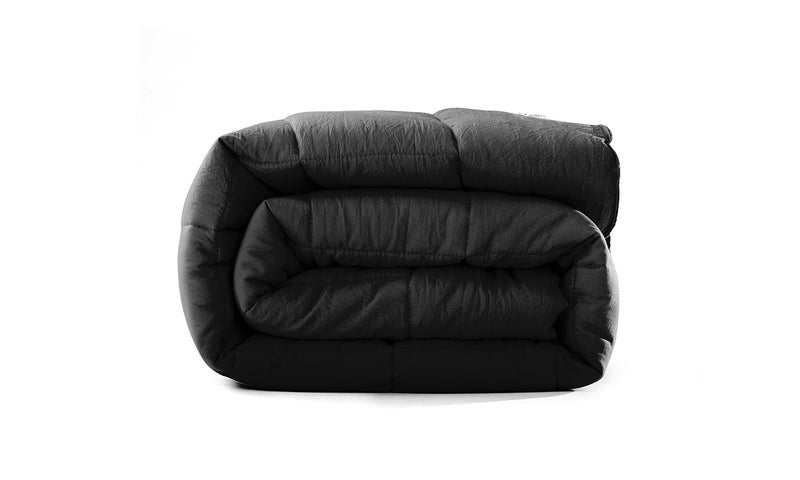 EVOLIVE All Season Pre Washed Soft Microfiber White Goose Down Alternative Comforter with Box Stitching (Black, Full/Queen) - Image 3